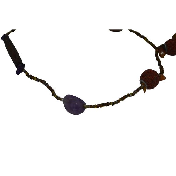 Boho Stone Beaded Earth Tone Necklace Manitee or Rope Length - Picture 7 of 10